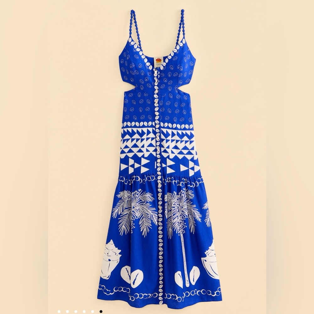 Farm Rio Blue Mixed Ondina Midi Dress XL NWT - Picture 2 of 15